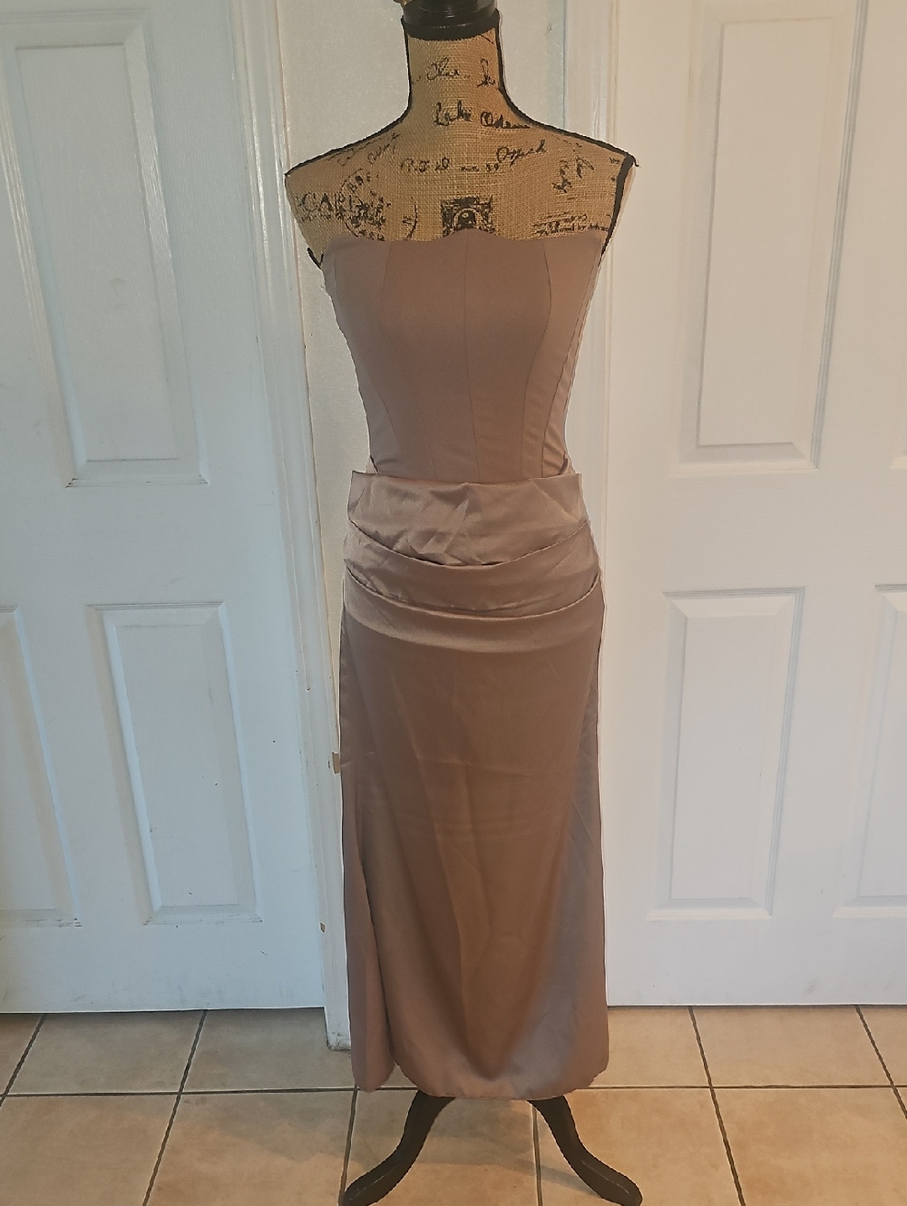 Strapless Taupe Cocktail Dress